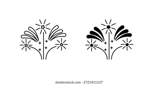 Ícone de conjunto do Fireworks com ilustração de estoque de vetor de plano de fundo branco