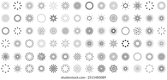 Fireworks set, fireworks icons collection