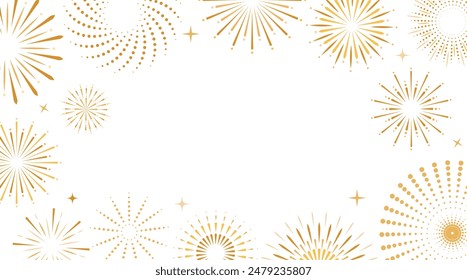 Fireworks set of icons, symbols. Celebration, winner, New year party, anniversary poster and banner design. Chinese new year abstract background. Vector illustration