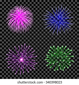 fireworks set isolated. Vector illustration.