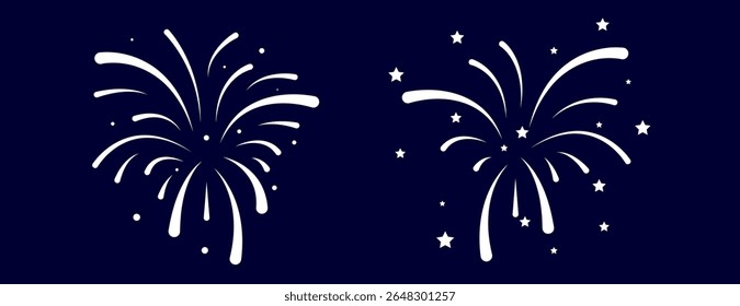 fogos de artifício sobre fundo azul escuro, Adequado para convites de festa de Ano Novo, banners de celebração e cartões de felicitações festivas.