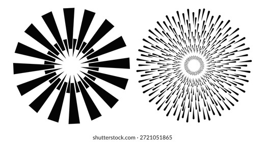 Symbol des Feuerwerk-Shapes. Schwarz-weiß Vektorgrafik, Festliches Feuerwerk. Neujahrsbanner. Fröhliche Feier mit schwarzem Feuerwerk.