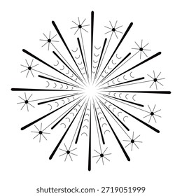 Ícone de forma do Fireworks. Coleção de fogos de artifício e foguetes isolados sobre fundo branco