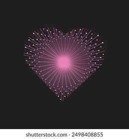 Fuegos artificiales en forma de icono de amor, adecuado para varias celebraciones