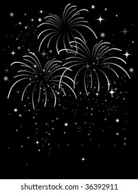 Fireworks and shimmering stars