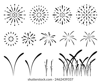 Fireworks silhouette illustration material set