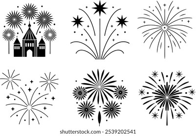 fireworks silhouette vector art illustration