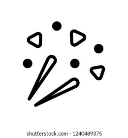 Fireworks with simple elements. Celebration icon. Black icon on white background