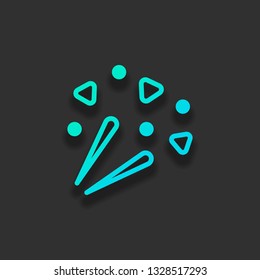 Fireworks with simple elements. Celebration icon. Colorful logo concept with soft shadow on dark background. Icon color of azure ocean