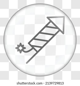 Fireworks simple icon. Flat design. Glass button on transparent grid.ai