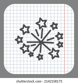 Fireworks simple icon vector. Flat desing. On graph paper. Grey background.ai