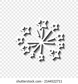 Fireworks simple icon vector. Flat desing. White with shadow on transparent grid.ai