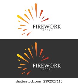 Fireworks Sparks Logo Design. Fireworks Flame Icon on Party Celebration.