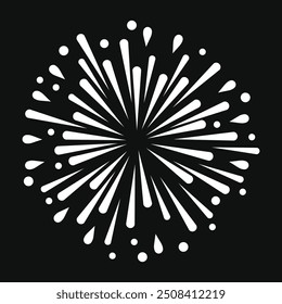 Fireworks Sparks on Black Background. Vector