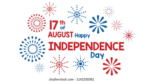 Fireworks Special 73 Years Happy Independence Indonesia Flag Red and White