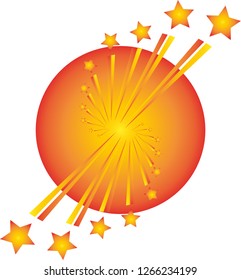 Fireworks and sphere background