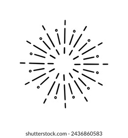 Fireworks, star burst doodle.  Festive fireckrackers, sunburst explosion, Sparkles in sketch style. Hand drawn vector illustration isolated on white background