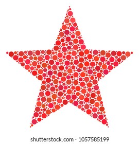 Fireworks Star composition of round dots in variable sizes and color hues. Round dots are composed into fireworks star vector mosaic. Vector design concept.