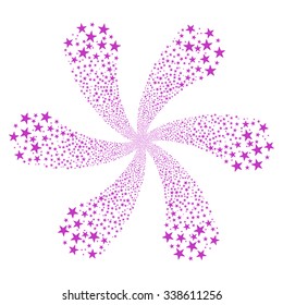 Fireworks Star Flower vector illustration. This Celebration Pyrotechnic illustration is drawn with violet flat bright stars on a white background.