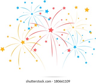 Fireworks With Star On White Background