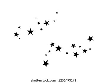 Fireworks star is a random source of flow. Set of shooting star. Stars on a white background.