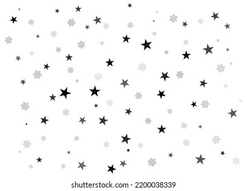 Fireworks star random source stream. Christmas snow for the new year. Stars on a white background. Vector illustration.