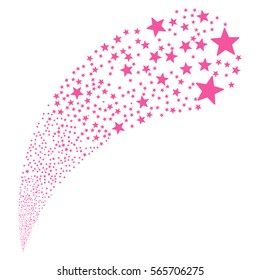 Fireworks Star random source stream. Vector illustration style is flat pink iconic symbols on a white background. Object fountain created from design elements.