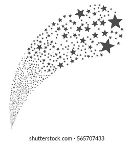 Fireworks Star random source stream. Vector illustration style is flat gray iconic symbols on a white background. Object fountain created from icons.