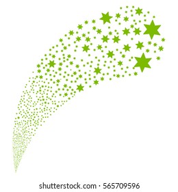 Fireworks Star random source stream. Vector illustration style is flat eco green iconic symbols on a white background. Object fountain constructed from pictographs.