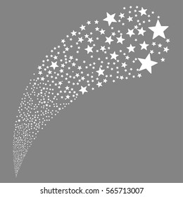 Fireworks Star random source stream. Vector illustration style is flat white iconic symbols on a gray background. Object fountain created from symbols.