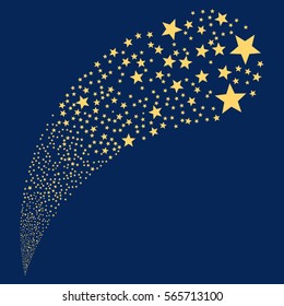 Fireworks Star random source stream. Vector illustration style is flat yellow iconic symbols on a blue background. Object fountain combined from pictograms.