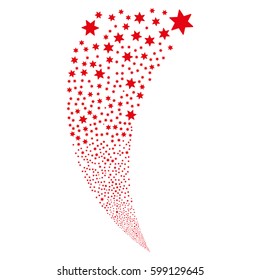 Fireworks Star random fireworks stream. Vector illustration style is flat red iconic symbols on a white background. Object fountain organized from scattered design elements.