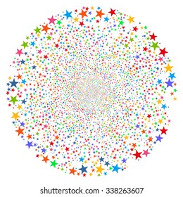 Fireworks Star Sphere vector illustration. This New Year Pyrotechnic illustration is drawn with multi-colored flat bright stars on a white background.