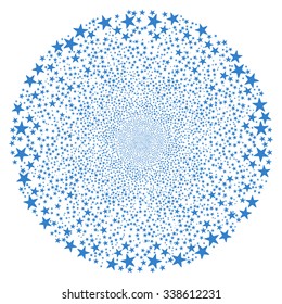 Fireworks Star Sphere vector illustration. This New Year Pyrotechnic illustration is drawn with cobalt flat bright stars on a white background.