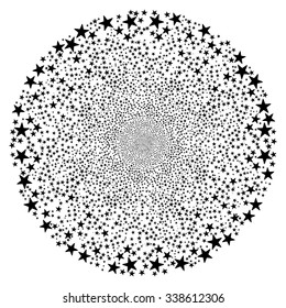 Fireworks Star Sphere vector illustration. This New Year Pyrotechnic illustration is drawn with black flat bright stars on a white background.