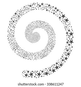 Fireworks Star Spiral vector illustration. This Festival Pyrotechnic illustration is drawn with gray flat bright stars on a white background.