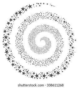 Fireworks Star Spiral vector illustration. This Celebration Pyrotechnic illustration is drawn with gray flat bright stars on a white background.