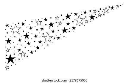 Fireworks Star Stream vector illustration. Style is cyan flat circles, white background.
