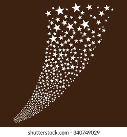 Fireworks Star Stream vector illustration. Style is white flat stars, brown background.