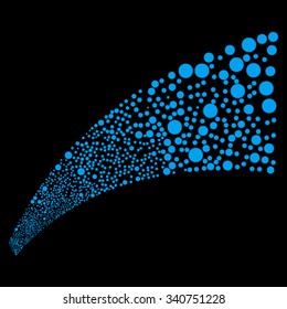 Fireworks Star Stream vector illustration. Style is blue flat circles, black background.