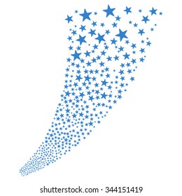 Fireworks Star Stream vector illustration. Style is cobalt flat stars, white background.