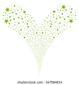 Fireworks Star fireworks stream. Vector illustration style is flat eco green iconic symbols on a white background. Object double fountain made from random symbols.