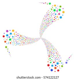 Fireworks Star fireworks swirl rotation. Vector illustration style is flat bright multicolored iconic symbols on a white background. Object spiral combined from random pictograms.