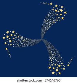Fireworks Star fireworks swirl rotation. Vector illustration style is flat yellow iconic symbols on a blue background. Object whirl done from random design elements.