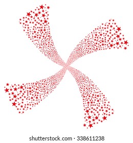 Fireworks Star Swirl vector illustration. This New Year Pyrotechnic illustration is drawn with red flat bright stars on a white background.