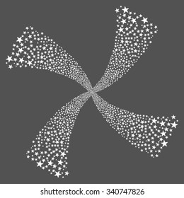 Fireworks Star Swirl vector illustration. This Festival Pyrotechnic illustration is drawn with white flat stars on a gray background.