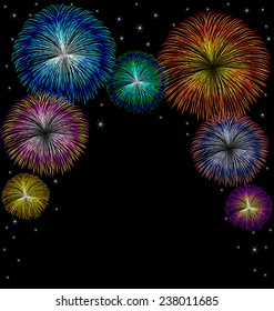 Fireworks with star vector on black background
