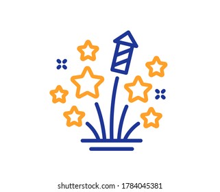 Fireworks stars line icon. Pyrotechnic salute sign. Carnival celebration lights symbol. Colorful thin line outline concept. Linear style fireworks stars icon. Editable stroke. Vector