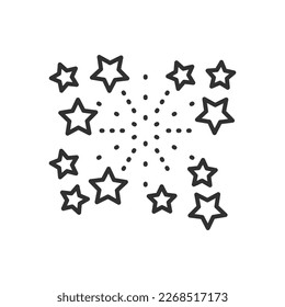 Fireworks and stars, linear icon. Line with editable stroke
