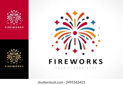 fireworks and stars logo vector design